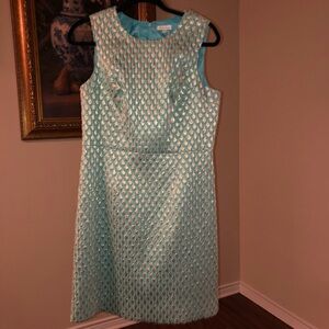 Shoshanna Teal and textured gold detailed dress​